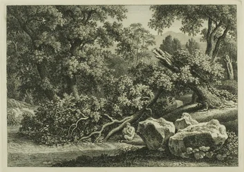 Landschaft mit Pan, der eine Flöte spielt