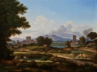 Römische Landschaft, komponiert mit Elementen der Torre del Quinto