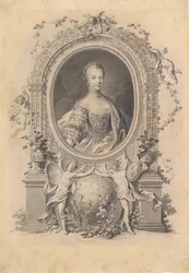 Porträt von Königin Marie-Antoinette in einem Zierrahmen, spätes 18. Jahrhundert