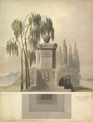 Entwurf für ein Grabmal, Rothgeisser in Nürnberg, Aufriss und Grundriss, 1826