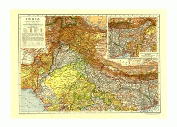 Karte von Indien, nördlicher Teil, um 1910