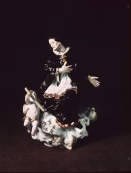 Meißner Figur des Hl. Johannes Nepomuk, aus einer barocken Gruppe, ca. 1731 (Porzellan)