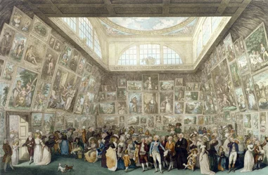 Die Ausstellung der Royal Academy, 1787, graviert von Pietro Antonio Martini