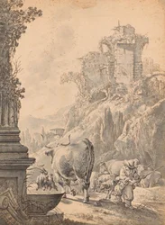 Italienische Landschaft mit Rindern