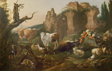 Bauernhoftiere in einer Landschaft, 1685