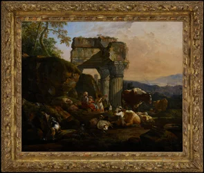 Römische Landschaft mit Rindern und Hirten