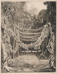 Imaginäre Ansicht eines Weinbergs auf dem Weg zur Höhle des Polyphemus