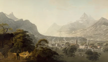 Das Dorf Bex, die Dent de Morcles und die Dents du Midi