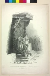 Ein Augenblick vor der Krönung König Ferdinands V. in Pressburg am 28. September 1830