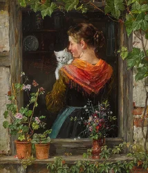 Junge Frau mit Katze