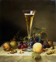 Stillleben mit einem Glas Champagner, 1855