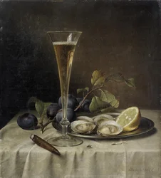 Stillleben mit Champagner und Austern, 1857
