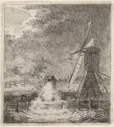 Landschaft mit Wassermühle