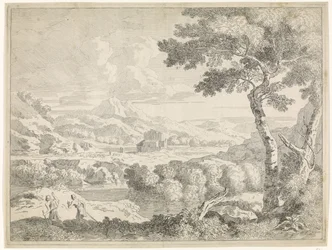Hügelige Landschaft mit Hirten