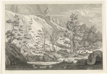 Schlucht mit einer Schafherde