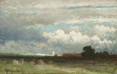 Eine sonnenbeschienene Windmühle in den Dünen bei Den Haag