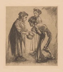 Drei Frauen mit Topf