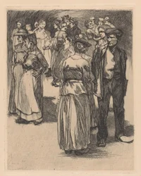 Stehende Männer und Frauen