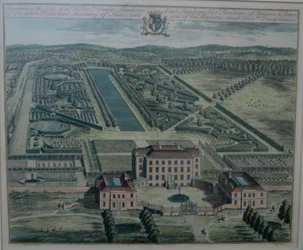 Ein Stich von Chevening von Johannes Kip nach Thomas Badeslade, veröffentlicht 1719 von John Harris