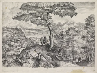 Landschaft mit ruhenden Soldaten