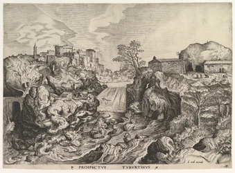 Blick auf den Tiber Tivoli Prospectus Tyburtinus aus Die großen Landschaften, ca. 1555-56
