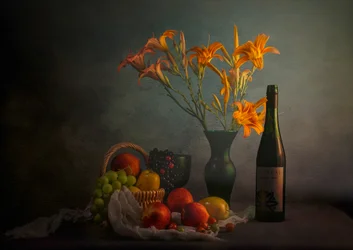 Stimmungsvolles Stillleben mit Wein
