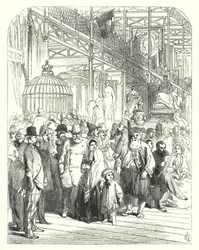 Aussteller und Besucher im Crystal Palace, Hyde Park, London, Veranstaltungsort der Großen Ausstellung von 1851