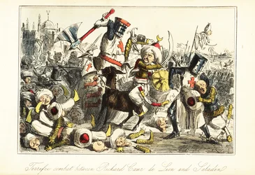 König Richard I. kämpft gegen Saladin in der Schlacht von Arsuf (Azotus), Palästina