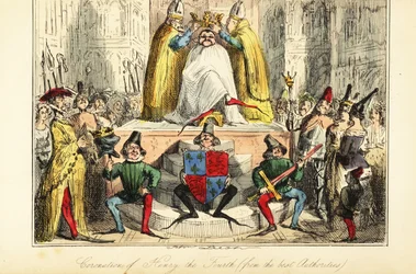 Die Krönung von König Heinrich IV. von England mit einer riesigen Krone