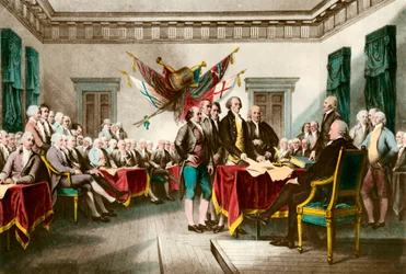 Unterzeichnung der Unabhängigkeitserklärung der Vereinigten Staaten im Jahr 1776