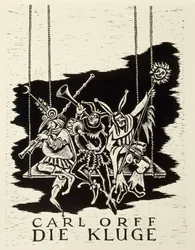 Deutschland, Diessen am Ammersee, Plakat für die Premiere von Die Kluge von Carl Orff in Frankfurt