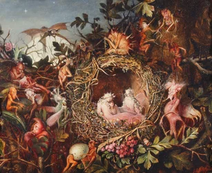 Feen in einem Vogelnest, um 1860