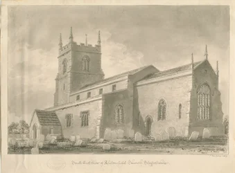 Alstonfield Kirche: Sepiazeichnung, 1839