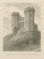 Castle Church - Stafford Castle: Sepia-Zeichnung