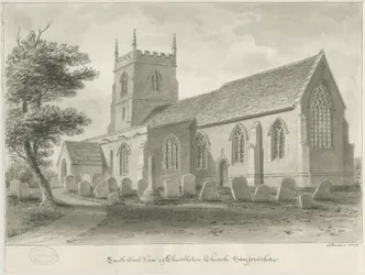 Cheddleton Kirche (Sepia-Zeichnung)