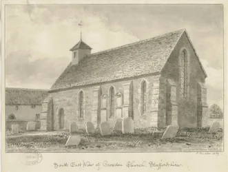 Croxden - Gäste-Kapelle: Sepia-Zeichnung