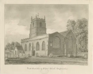 Elford Kirche: Sepiazeichnung, 1838