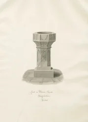 Taufbecken in der Alrewas Kirche: Sepia-Zeichnung