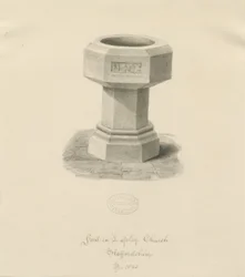 Taufbecken in der Lapley Kirche