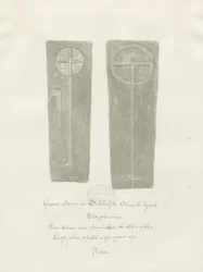 Grabsteine im Biddulph Kirchhof: Sepia-Zeichnung