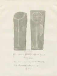 Grabsteine im Biddulph Kirchhof: Sepia-Zeichnung