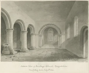 Innenraum der Armitage Kirche: Sepiazeichnung, 6. Juli 1844