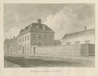 Lichfield - Grammar School (Sepia-Zeichnung)