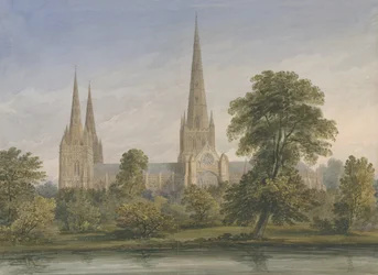 Lichfield-Kathedrale - Südostansicht: Aquarell, nd [?1842]
