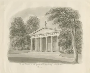 Shugborough - Dorischer Tempel: Sepiazeichnung, 1842