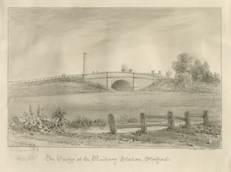 Stafford - Brücke am Bahnhof: Sepiazeichnung, 1841