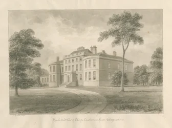 Thorpe Constantine Hall: Sepia-Waschzeichnung, 1848