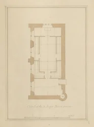 Wiltshire - Sarum - Plan des Bischofspalastes: kolorierte Sepia-Zeichnung