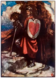 Mr Greatheart aus The Pilgrims Progress From This World, To That Which Is To Come von John Bunyan (1628-1688) Illustration von Byam Shaw (1872-1919)