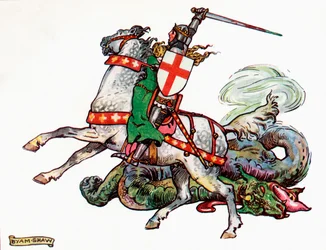 St. Georg und der Drache, Illustration aus Prinzessin Marie-Josés Kinderbuch, veröffentlicht 1916